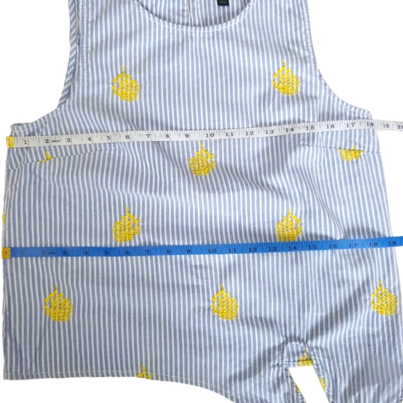 J. Crew Blue Striped Sleeveless Top Embroidered Pineapple SZ 6 - Picture 10 of 11